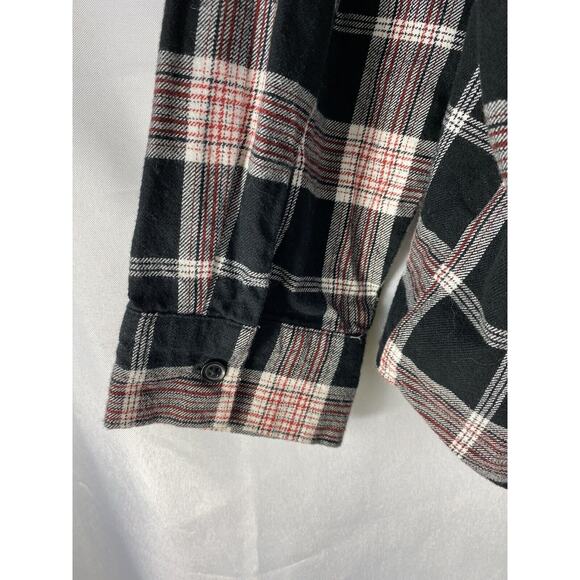 H&M Divided Boyfriend Shirt Women S Black Plaid Cowgirl Button Up Oversized NEW - Picture 3 of 6